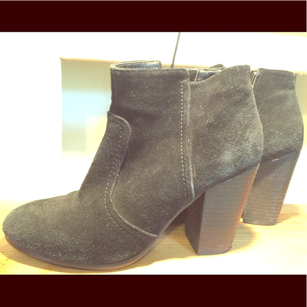 H&M Black Genuine Suede Ankle Boots